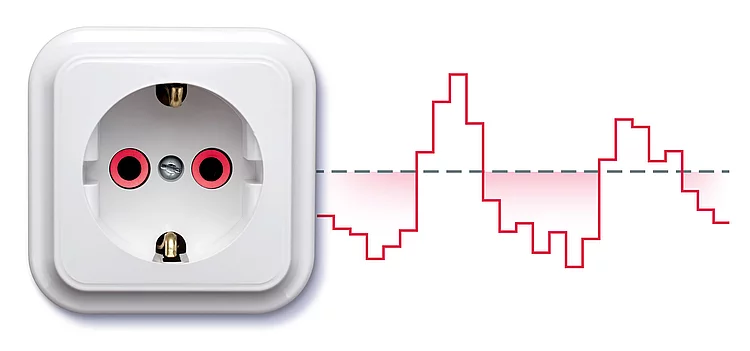 Eine Steckdose und ein Diagramm welches den Dynamischen Tarif symbolisiert
