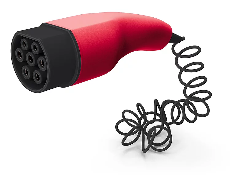 Ladestecker für e-Autos in den Farben der Stadtwerke Schkeuditz