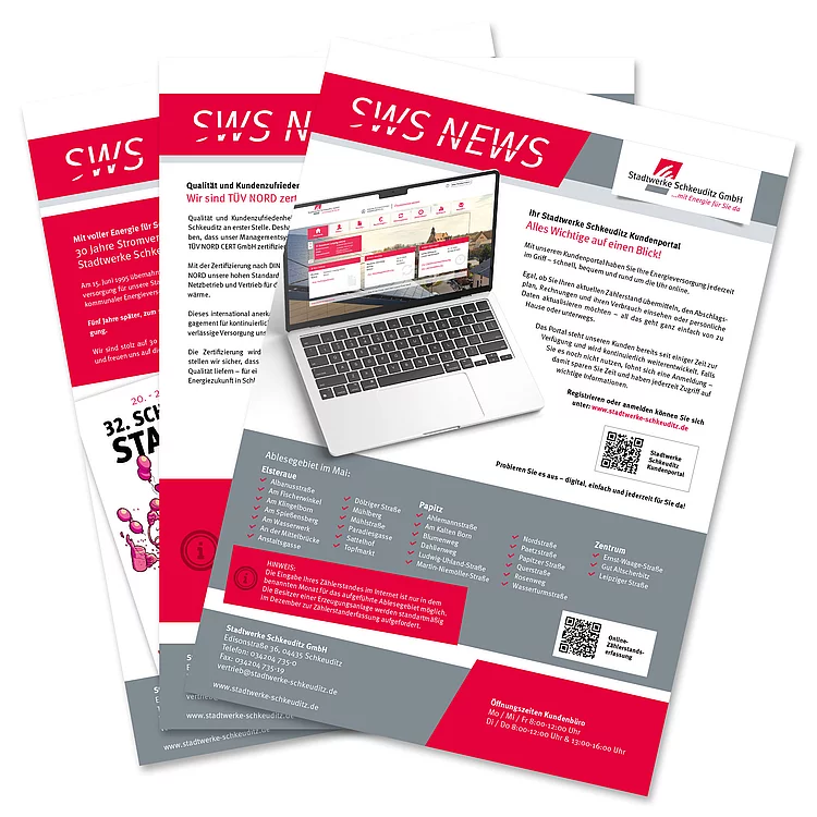 3 Kundenzeitungen sind aufgefächert